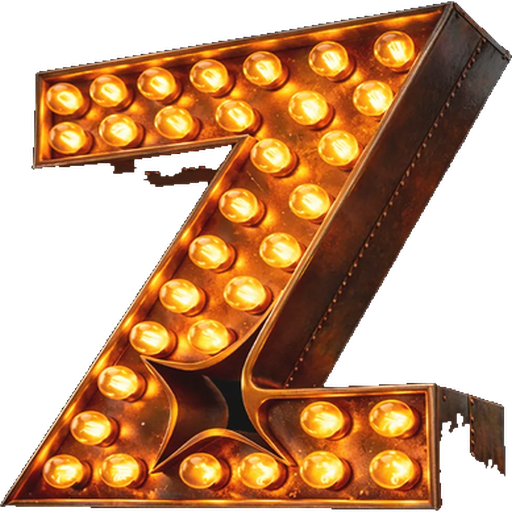 Logo ZIRKUZ, lettre Z en ampoules de fête foraine